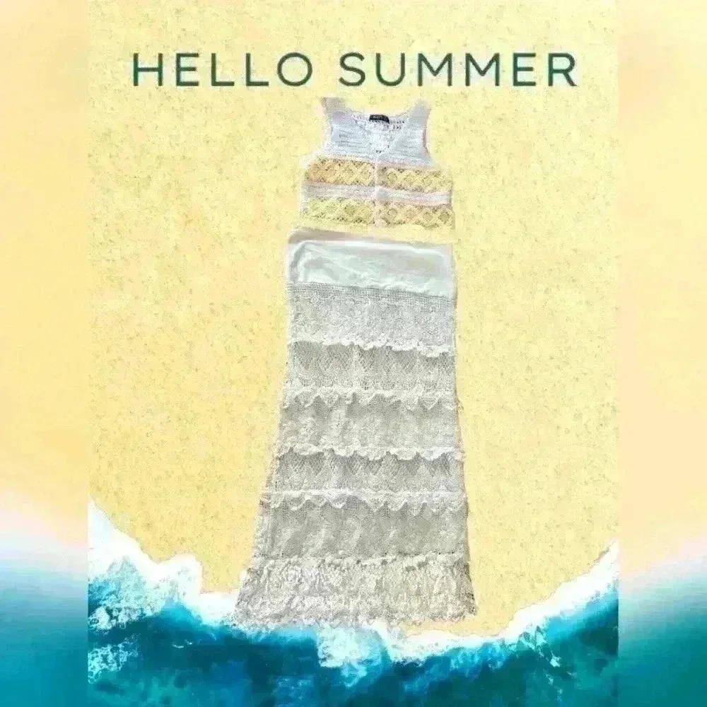 Set of Vintage Julia Crochet croptop & Solitaire 5 layer Skirt by Ravi Koshla, S